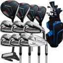PGF Golf Men's/Lady's Concord Complete Golf Club Package Set [17-Pieces] [Flex: Regular/Ladies], Men Right Hand, graphite/Steel, #1 Driver, #3 Fairway Wood, #3 & #4 Hybrids, Irons #5–PW, SW, Putter