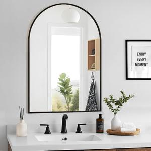 Arched Mirror 30x48, Black Wall Mounted Mirrors, Bathroom Mirror for Wall 30 x 48 inch, Arch Vanity Mirror Metal Framed, Mordern Mirror for Bedroom, Entray, Living Room