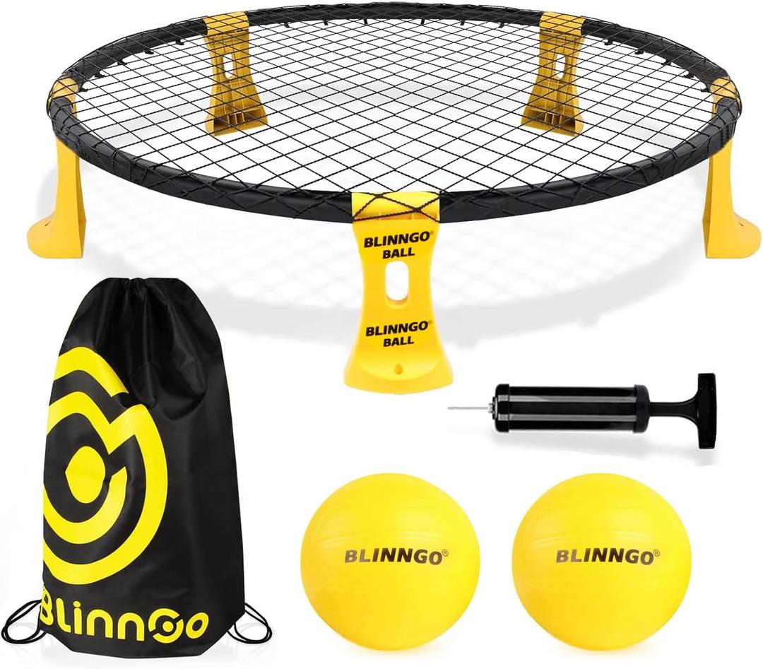 Roundnet Game Set with Balls and Patented Net, Lawn, Beach, Backyard Outdoor Game for Adults and Family