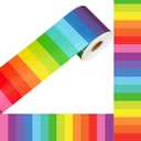 69 Ft Colorful Classroom Bulletin Board Border Rainbow Stripes Straight Border Trim Roll Colorful Stripe Bulletin Board Decorations for School Classroom Chalkboard Office Back to School Wall Decor