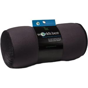 Microbead Bolster Tube Travel Pillow - Compact Neck Roll Pillow for Airplane, Car, or Home - Soft Lumbar Support Pillow  Charcoal (Adult)
