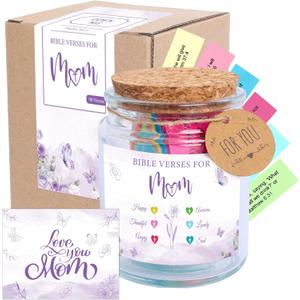 Bible Verse Jar for Mom Gift Emotional Support and Encouragement | Christian Present for Mother With Greeting Card Inspirational Heartfelt Birthday Gift Mothers Day Gifts for Mom