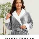 Hellomamma Premium Long Robes for Women-Super Plush Soft Fleece Bathrobes (Gray, M)