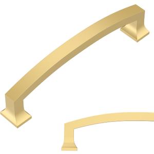 Amerdeco 10 Pack Brushed Gold Cabinet Pulls 5 Inch(128MM) Hole Center Gold Drawer Pulls Cabinet Hardware Kitchen Cabinet Handles for Bathroom Dresser Pulls ZH0009