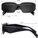 Trendy Rectangle Sunglasses for Women Men Square Retro Vintage Hexagon Glasses 90S Y2K Shades Aesthetic Accessories (1 Pack- Black)