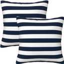 Navy Blue and White Stripe Throw Pillow Covers 20x20 in Farmhouse Pillow Case Soft Cushion Covers Set of 2 for Sofa Bed Bedroom Car Chair Living Room Home Decorative