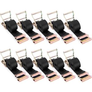 2" x 15 FT E-Track Ratchet Straps (10-Pack) - Heavy Duty Tie Down Straps with E-Track Fittings, 4500 lbs Break Strength for Cargo Securing in Enclosed Trailers, Cargo Vans & Trucks (Black)