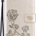 for Samsung Galaxy S23 Case,Galaxy S23 Case Wallet for Women Men with Card Holder Leather Kickstand Shockproof Flip Cover for Samsung Galaxy S23 5G 6.1 Inch (Floral-Gold)