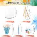 20 Pack 5.9In Canvas Boards for Painting, Art Canvas for Drawing with 10 Brushes & 5 Paint Trays, Mini Painting Canvas with Easel Set, Painting Kits for Adults Party