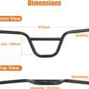 22.2 BMX Bike Handlebar 670mm, 160mm High Rise Bicycle Handlebar 6 Backsweep 3 Upsweep Steel Riser Handle Bars for E Bike, Dirt Bike, Pit Bike, ATV, Mini MX bike, MTB, Fixie Gear, 7/8 inch