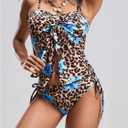 Verdusa 2 Piece Leopard Cute Tankinis Swimwear for Women Polka Dots Beach Outfits 2026 Bikini Sets (L)