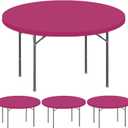 4 Pack Elastic Round Fitted Tablecloths for 60 Inches Tables Waterproof Picnic Table Cover Stretch Washable Indoor Outdoor Folding Spandex Tablecloth for Dining Wedding Banquet and Parties (Hot Pink)