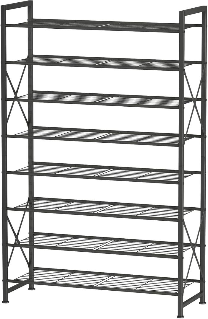 Metal Shoe Rack, 8 Tier Tall Shoe Organizer Holds 40 Pairs, Study Shoes Stand for Garage, Closet, Entryway, Front Door Entrance