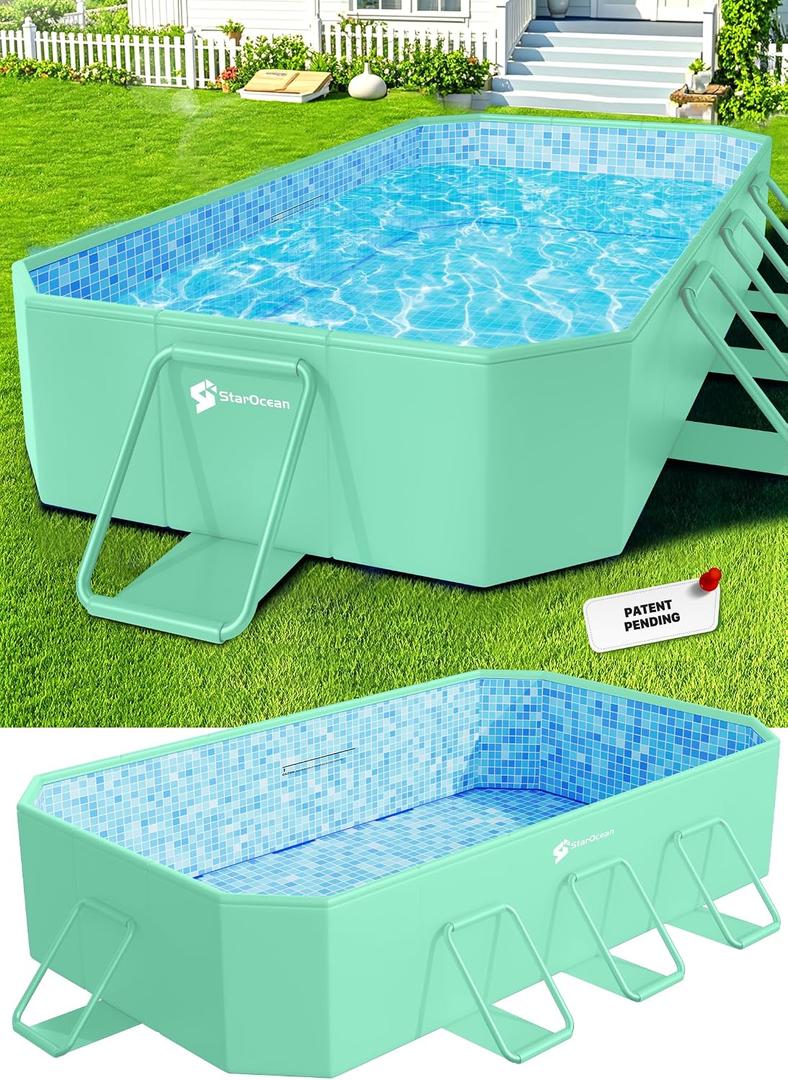 Foldable Pool, Large Non-Inflatable Swimming Pool for Adult Collapsible Pools Hard Plastic Shell, Oversized Thickened,Portable Folding Pools for Backyard 90"x50"x20"-Green