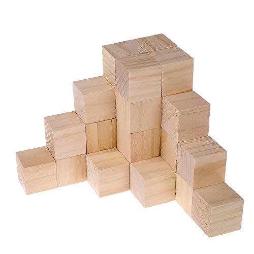 Supla  3 packs of 40pc 1.5 inch - Natural Solid Wood Square Blocks - for Puzzle Making, Crafts, and DIY Projects