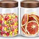 Glass Food Storage Jar with Lids Spoon Glass Coffee Canister Borosilicate Glass Food Containers for Ground Coffee Beans Nut Pasta Sugar Candy Spice Rice Tea (900ml/30oz-2 pack-with spoon)