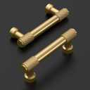 Amerdeco 10 Pack Champagne Bronze Knurled Cabinet Pulls 3 Inch(76mm) Hole Center Kitchen Cabinet Handles Drawer Pulls Cabinet Hardware ZH034