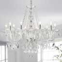 Large Crystal Chandelier, Modern Chrome Crystal Chandeliers for Dining Room Light Fixture, 10-Lights Large Pendant Light Fixtures Luxury Chandelier for Living Room Bedroom Foyer Entryway D26.8'', 30.3" High 26.8" Wide