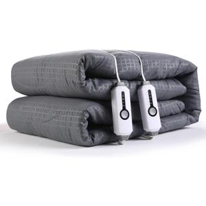 SUNNY HEAT Electric Mattress Pad Queen Size 60''80'', 4 Heating Levels & 10 Hour Auto Shut Off, Elastic Deep Pocket, Warm and Soft Comfort Fabric, Machine Washable, Grey  