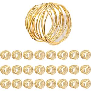 Gold Napkin Rings - 24 PCS Metal Napkin Rings(Twisted Wire) Napkin Holders Buckles for Family Dinner, Wedding, Party,Table Decorations