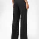 Wide Leg Pants for Women Loose Work High Waisted Dress with Pockets (Black, S)