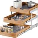 OCG Pull Out Cabinet Drawer 17" W x 21" D, 3 Tier Pull Out Cabinet Organizer, Heavy-Duty Slide Out Drawer for Cabinets, Organization for Kitchen, Pantry, Bathroom