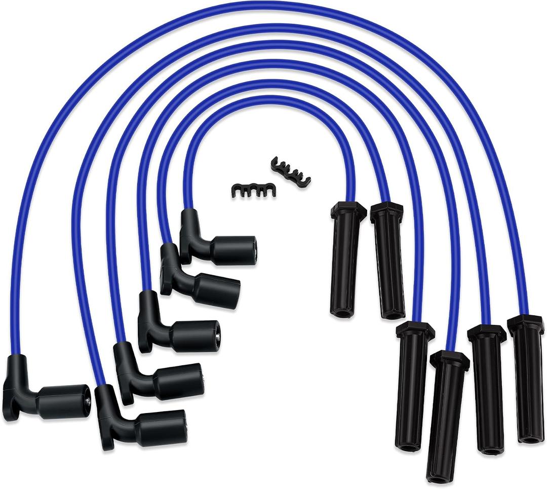 109110 High Performance Low Resistance Spark Plug Wire New for Buick Lucerne Chevy Impala Malibu Monte Carlo Pontiac G6 Saturn Aura Relay Replace# 9746SS 19297033, Set of 6