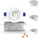 Aosclex 3 Inch 5CCT Gimbal LED Recessed Lighting with Jbox, 360+90 Adjustable Directional Downlight, Dimmable Eyeball Canless Recessed Lights, 7W 800LM, 2700K-5000K Selectable, ETL (White, 1 Pack)