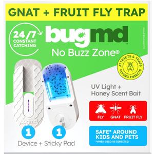 BugMD Fruit Fly Trap Indoor for Safer Home, Gnat Traps for House Indoor, Gnat Killer, Plug in Bug Catcher, Fly Trap, Insect Traps, Fruit Fly Killer (1 Device + 1 Refill)
