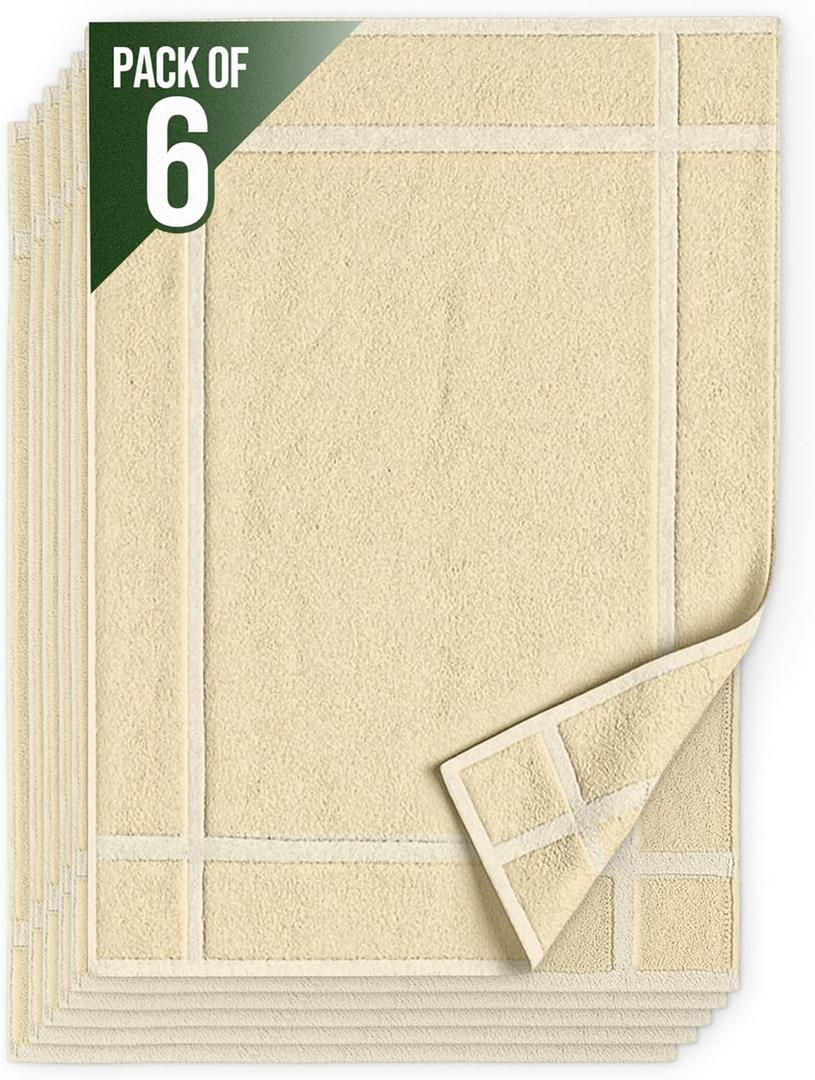Pearl Linens Pack of 3 100% Cotton Bath Mat 18x25 inches, Soft & Absorbent Quick Dry Bathroom Mat Set, Not Bathroom Rugs, After Shower Mat, Bath Tub Mat, 781 GSM, Machine Washable, Beige