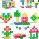 32PCS Magnetic Building Blocks - Transparent Magnetic Cubes, STEM Magnet Toddler Boys Toys for kids age 3-5 ,Travel Sensory Autism Preschool Montessori Toys for 3+ Year Old, Birthday Girls Gifts