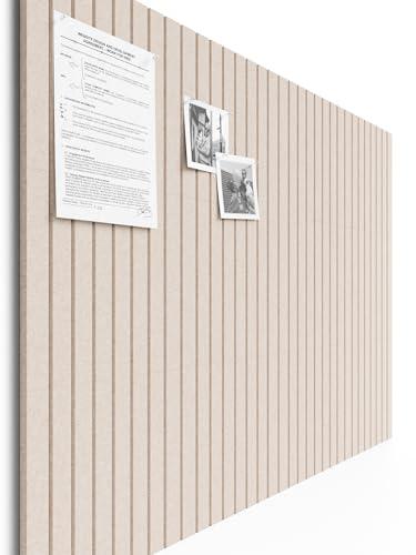 Bumusty Large Cork Board Alternative-48 x 36" Felt Bulletin Board Tiles, with 30 Pushpins, 70 Adhesive Tabs, 12-Pack Slat Wall Paneling, Cork Boards for Office Push Pin Board Felt Board-Oatmeal