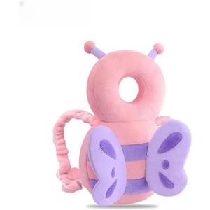 Baby Head Protection Backpack, Adjustable Safety Cushion, Walking Aid for Toddlers, Head Protection Pads Toddlers Walking Children's Head Pillows (Pink Butterfly)