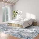 Abstract 10x14 Washable Rug: Modern Non Slip Area Rug Soft Carpet Foldable Distressed Stain Resistant Neutral Rugs for Living Room Bedroom Decor Large Indoor Farmhouse Rug 10'x14' Blue Gray
