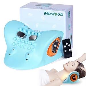 Neck Massager 2026 New, 360 Remote Control Relaxer Electric with Heat, 3 Modes, 26Angle Cervical Pillow Traction Massager, 4D Portable Heated Shoulder Stretcher Neck & Shoulder Comfort (Blue)