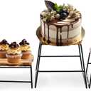 ZENFUN 4 Piece Wood Buffet Risers, Dessert Table Risers Food Display Riser, Pizza Pan Riser, Cupcake Stand & Wood Display Risers, Nesting Food Platter and Plate Holder