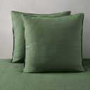 ATLINIA Linen Pillow Cases Euro Sham - 26 x 26 Inch Bed Pillow Protector Cover Set of 2 Bedding Cooling Neutral Pillowcase Shams Green