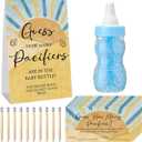 Roowest 512 Pcs Baby Shower Games Guess How Many Pacifiers Sign 100 Small Guessing Games 10 HB Pencils 750ml Milk Bottle 400 Acrylic Pacifiers Decoration for Guest Gender Reveal(Blue,the Son)
