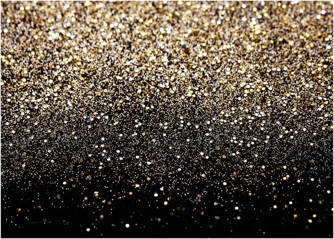 WOLADA Black and Gold Backdrop Golden Glitter Backdrop for Photography Wedding Birthday Baby Shower Party Photo Studio 8x6FT 11176