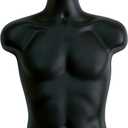 Male Mannequin Torso Hollow Back Body Stackable Dress Form with Hanging Hooks for Tshirt Display, Countertop, Craft Shows, Photos and Design, S-M Clothing Size (Black, Set of 1)