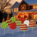 Hungdao 6 Pcs 15.75'' Large 3D Christmas Peppermint Lollipop Yard Decorations Red Green White Candy Signs with Stakes Xmas Winter Holiday Garden Sign Photo Prop Decor for Tree Lawn Patio Driveway