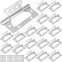 SINJEUN 18 PCS 4 x 3 Inch Non-Mortise Door Hinges, Stainless Steel Flush Heavy Duty Door Hinges with 144 Mounting Screws for Motorhome, Trailer, Camper, Brushed Surface, Silver