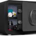 Digital Safe Box, 1.0 Cu.ft Heavy Duty Solid Steel Home Safe with Keypad, Small Personal Security Lock Box for Money, Jewelry, Anti-Theft Money Box for Hotel, Dorm, Office (Black)