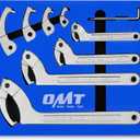 Orion Motor Tech 8pc Adjustable Pin Spanner Wrench Tool Set, Spanner Nut Wrench Tools with Changeable Heads for Pipes Heating Cars, Coilover Hook Wrenches for Suspension System, 3/4" to 6-1/10"