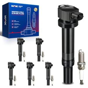 KAX 6-Pack Ignition Coils & Double Iridium Spark Plug Fit for Hyundai 2007-2009 Santa Fe 2.7L, Kia 2007-2010 Rondo 2.7L, 2006 Optima(EngineVIN:4), 2007-2010 Optima 2.7L, UF558