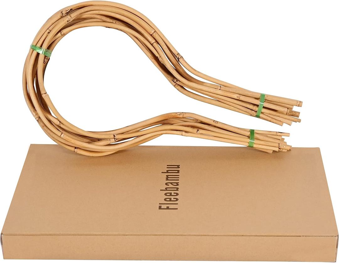 10 Pack Bamboo Hoop Trellis Circle Trellis for Potted Plants, Handmade 15 in. Bamboo Loop Stakes for Climbing Flowers and Vines