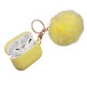 Fluffy Pom Pom Silicone Soft Touch Skin Case Cover For Airpods Pro, Yellow