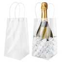Ice Wine Bag, Portable Collapsible Clear Wine Pouch, Clear PVC Gift Bags With Handles for Wedding Party Travel Champagne Beer White Wine Chilled Beverages 12 Pack