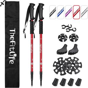 TheFitLife Nordic Walking Trekking Poles - 2 Sticks with Anti-Shock and Quick Lock System, Telescopic, Collapsible, Ultralight for Hiking, Camping, Mountaining, Backpacking, Walking, Trekking, From 26" to 51.2", 2 Sets