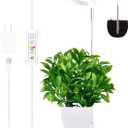 yadoker Halo Plant Grow Light, LED Growing Light Full Spectrum for Indoor Plants,Height Adjustable, Automatic Timer, 5V Low Safe Voltage,Idea for Small Plants (1 Pack, White With Base)